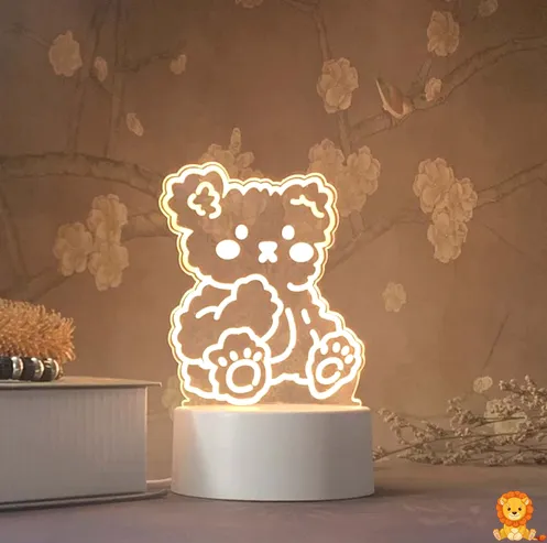 可爱 3D 小熊夜灯，采用环保材料制成，发出柔和的灯光，适合儿童房或卧室使用，增添趣味和温馨。 - View 1