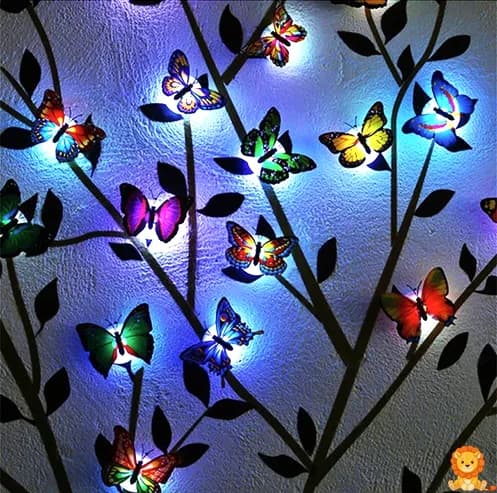 Lampe LED papillon multicolore, lumière douce et apaisante, idéale pour la chambre d'enfant, design mignon et sécurisé. - View 2