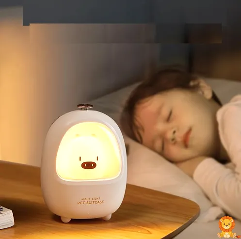 白くて丸いタッチ式動物LEDナイトライト。子供部屋に最適なデザインで、柔らかい光が特徴です。 - View 4