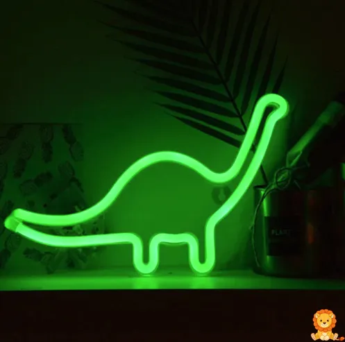 Lampu tidur dinosaurus hijau neon