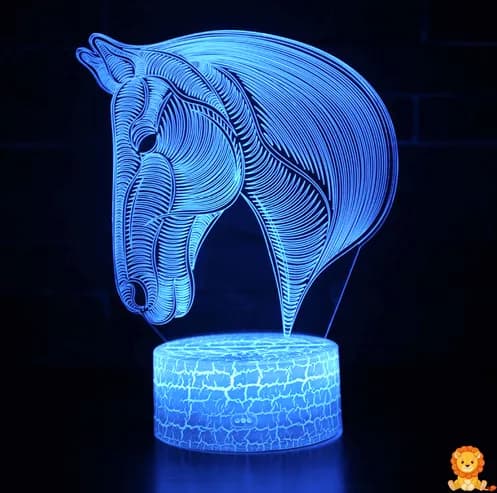 3D LED nočná lampa kôň, béžová farba, ilúzia koňa, s diaľkovým ovládaním, ideálna ako nočné svetlo pre deti. - View 3