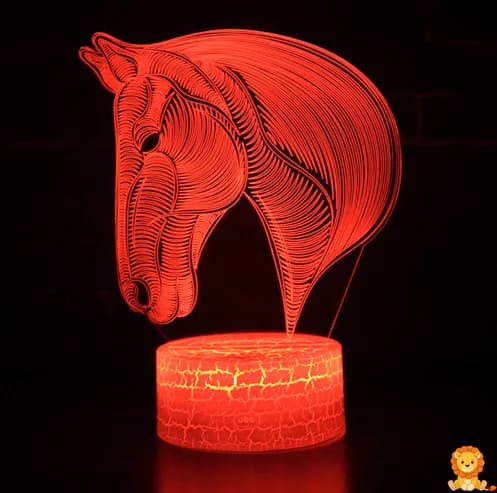 3D LED nočná lampa kôň, béžová farba, ilúzia koňa, s diaľkovým ovládaním, ideálna ako nočné svetlo pre deti. - View 2