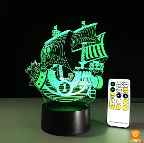 One Piece Thousand Sunny LED noćna svjetiljka, detaljan dizajn broda, toplo LED svjetlo, savršeno za dekoraciju sobe i kao noćno svjetlo za obožavatelje One Piece serijala. - View 1