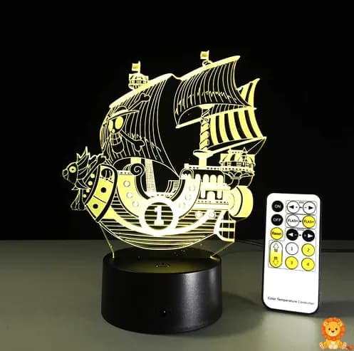One Piece Thousand Sunny LED noćna svjetiljka, detaljan dizajn broda, toplo LED svjetlo, savršeno za dekoraciju sobe i kao noćno svjetlo za obožavatelje One Piece serijala. - View 2