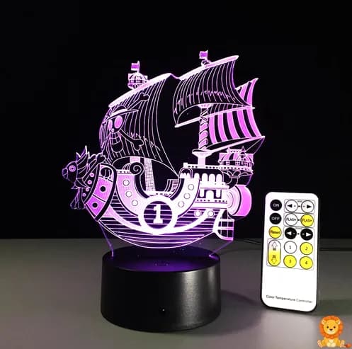 One Piece Thousand Sunny LED noćna svjetiljka, detaljan dizajn broda, toplo LED svjetlo, savršeno za dekoraciju sobe i kao noćno svjetlo za obožavatelje One Piece serijala. - View 3