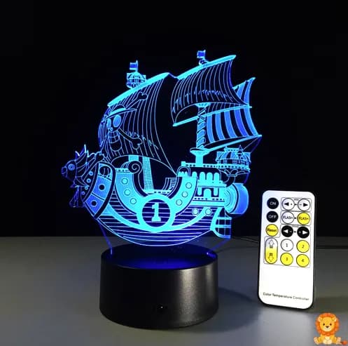One Piece Thousand Sunny LED noćna svjetiljka, detaljan dizajn broda, toplo LED svjetlo, savršeno za dekoraciju sobe i kao noćno svjetlo za obožavatelje One Piece serijala. - View 5