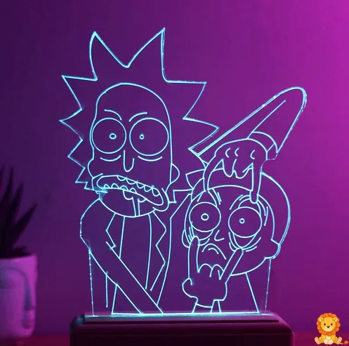 Rick i Morty LED noćna svjetiljka, osvjetljava sobu ugodnim ambijentom, savršen poklon za obožavatelje serije. - View 2
