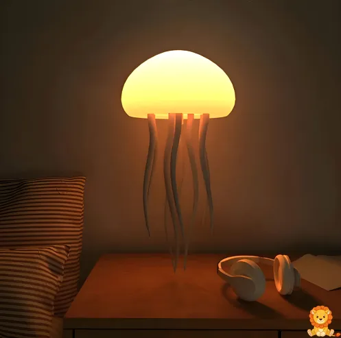 Veilleuse Méduse Sonore avec éclairage LED multicolore, simulant une méduse flottant dans un aquarium, activée par le son, idéale pour une chambre d'enfant. - View 4