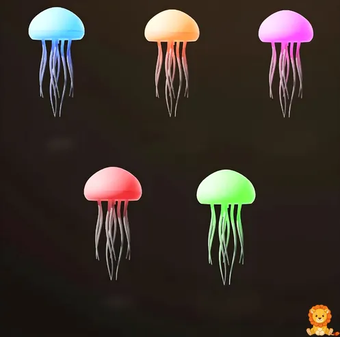 Veilleuse Méduse Sonore avec éclairage LED multicolore, simulant une méduse flottant dans un aquarium, activée par le son, idéale pour une chambre d'enfant. - View 5