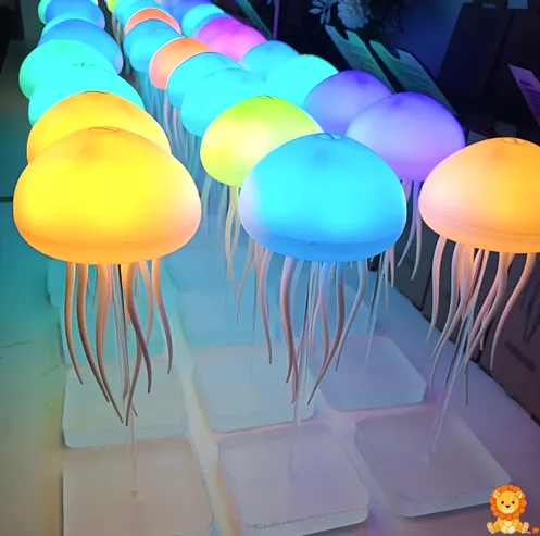 Veilleuse Méduse Sonore avec éclairage LED multicolore, simulant une méduse flottant dans un aquarium, activée par le son, idéale pour une chambre d'enfant. - View 6