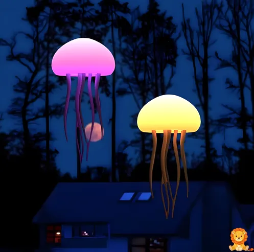Veilleuse Méduse Sonore avec éclairage LED multicolore, simulant une méduse flottant dans un aquarium, activée par le son, idéale pour une chambre d'enfant. - View 12