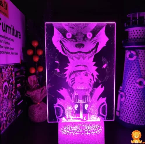 Naruto i Kurama noćna svjetiljka, prikazuje Naruta i Kuramu u dinamičnoj pozi, LED svjetlo s podesivom svjetlinom, savršeno za dječju sobu ili spavaću sobu obožavatelja animea. - View 6