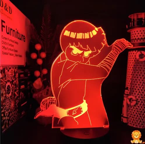 Rock Lee Naruto night light featuring Rock Lee in his iconic fighting stance, emitting a soft, warm glow. Perfect for fans of Naruto and anime enthusiasts. - View 2