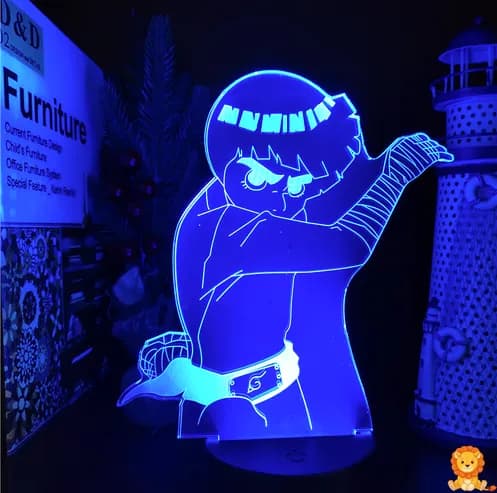 Rock Lee Naruto night light featuring Rock Lee in his iconic fighting stance, emitting a soft, warm glow. Perfect for fans of Naruto and anime enthusiasts. - View 3