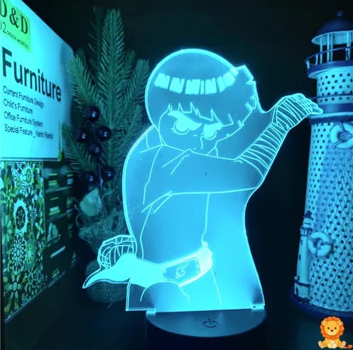 Rock Lee Naruto night light featuring Rock Lee in his iconic fighting stance, emitting a soft, warm glow. Perfect for fans of Naruto and anime enthusiasts. - View 4
