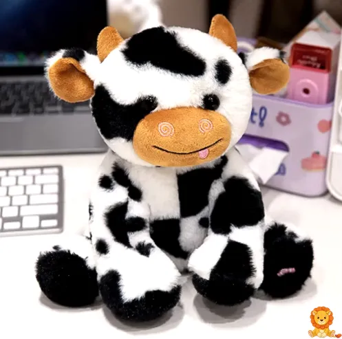 Veilleuse peluche adorable vache, disponible en marron et noir, en tailles S et M, avec une lumière douce et apaisante, parfaite pour les enfants. - View 7
