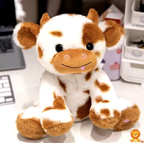 Veilleuse peluche adorable vache, disponible en marron et noir, en tailles S et M, avec une lumière douce et apaisante, parfaite pour les enfants. - View 6