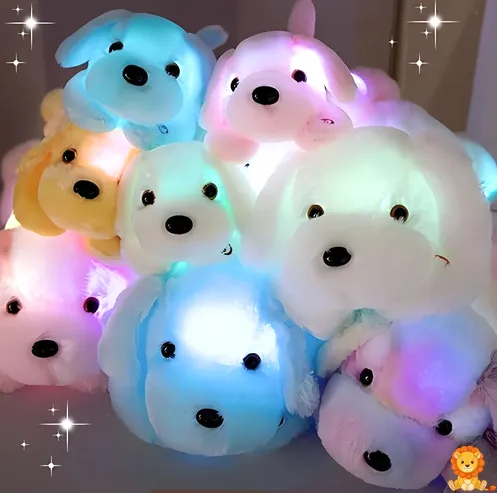白くてふわふわのぬいぐるみ犬のナイトライト。優しい光を放ち、子供部屋に最適な安全な素材を使用。夜間の安心感と快適な睡眠を提供します。 - View 7