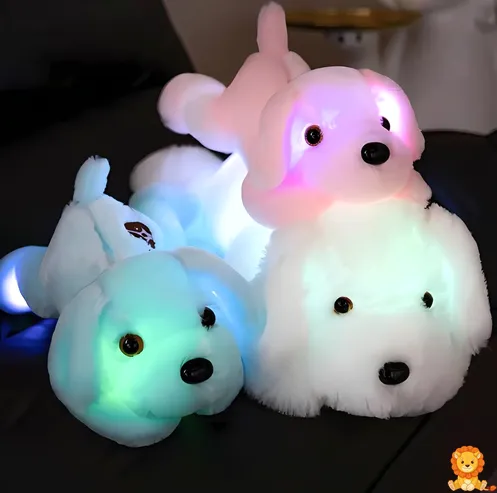 白くてふわふわのぬいぐるみ犬のナイトライト。優しい光を放ち、子供部屋に最適な安全な素材を使用。夜間の安心感と快適な睡眠を提供します。 - View 11