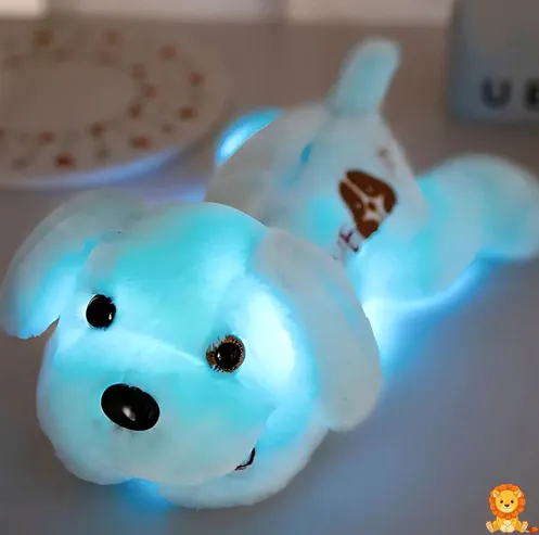 白くてふわふわのぬいぐるみ犬のナイトライト。優しい光を放ち、子供部屋に最適な安全な素材を使用。夜間の安心感と快適な睡眠を提供します。 - View 10