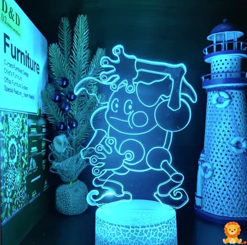 Meneer Mime Pokémon nachtlampje, zacht en warm licht, perfect voor de kinderkamer of als sfeerverlichting, met optie voor afstandsbediening. - View 5