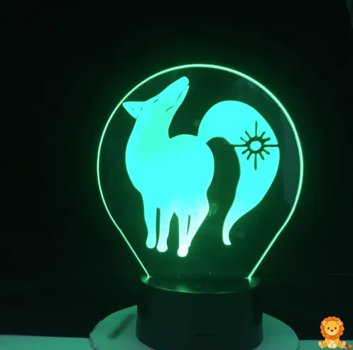 Roztomilé noční světlo ve tvaru lišky inspirované Naruto, vyzařující jemné, teplé světlo, ideální pro dětský pokoj. - View 6